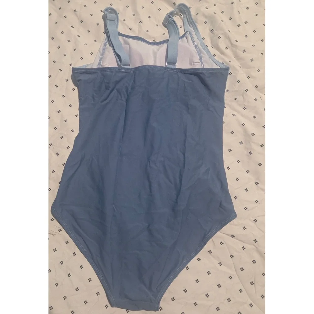 Blue Colorblock Ruched One Piece Swimsuit Girls 13-14Y Adjustable‎ Straps RNFS